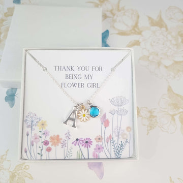 thank you for being my flower girl daisy necklace