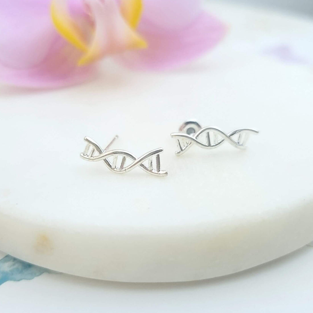 dna helix stud earrings