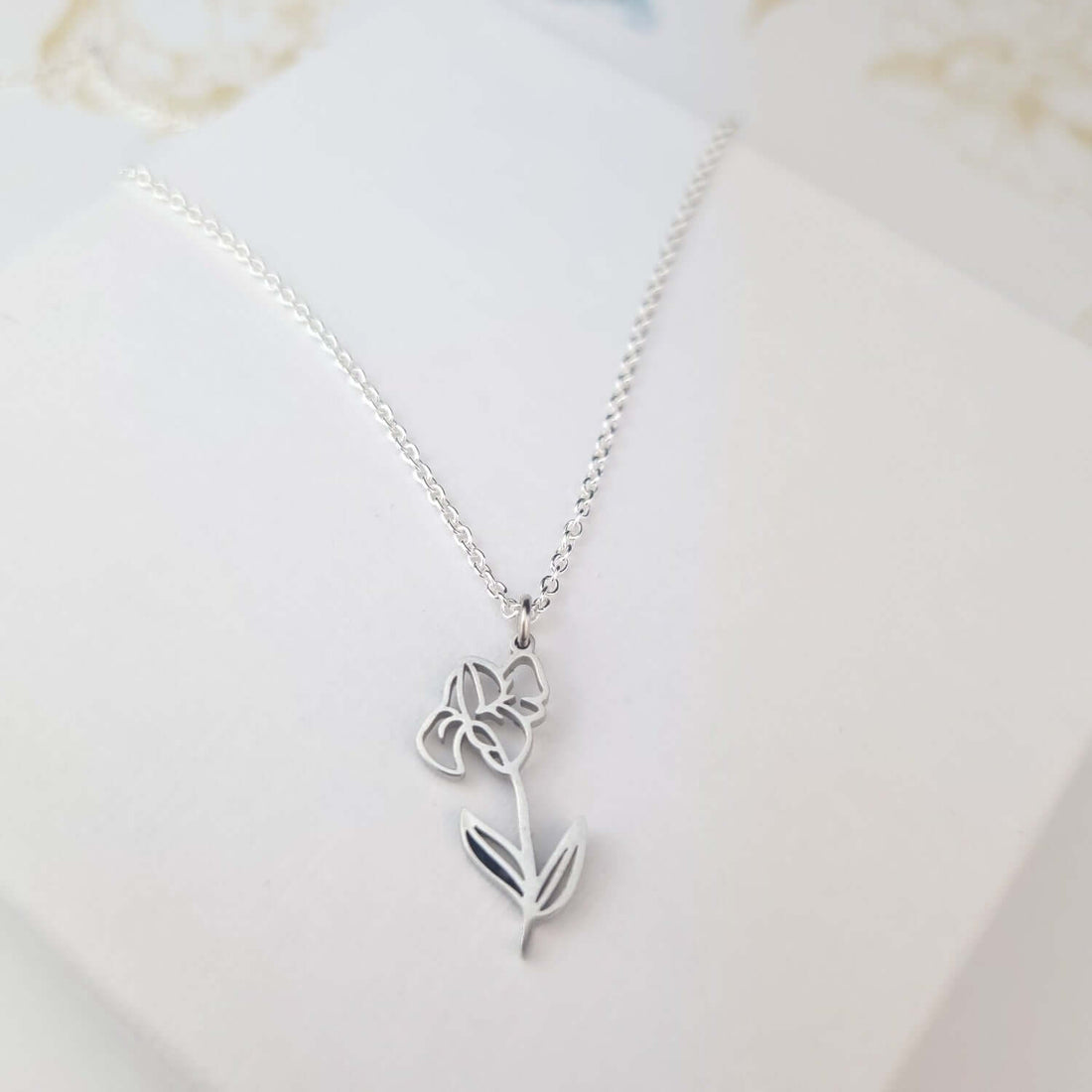 birth month flower necklace violet pendant