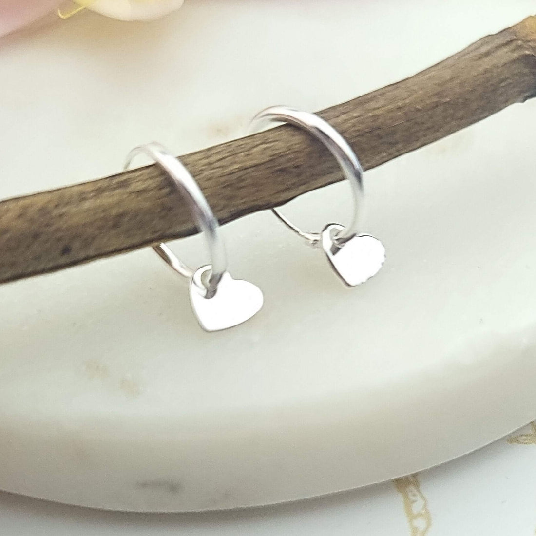 sterling silver earrings with heart charm