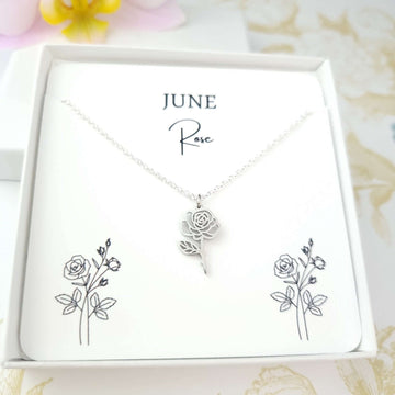 June Birth Flower necklace, rose