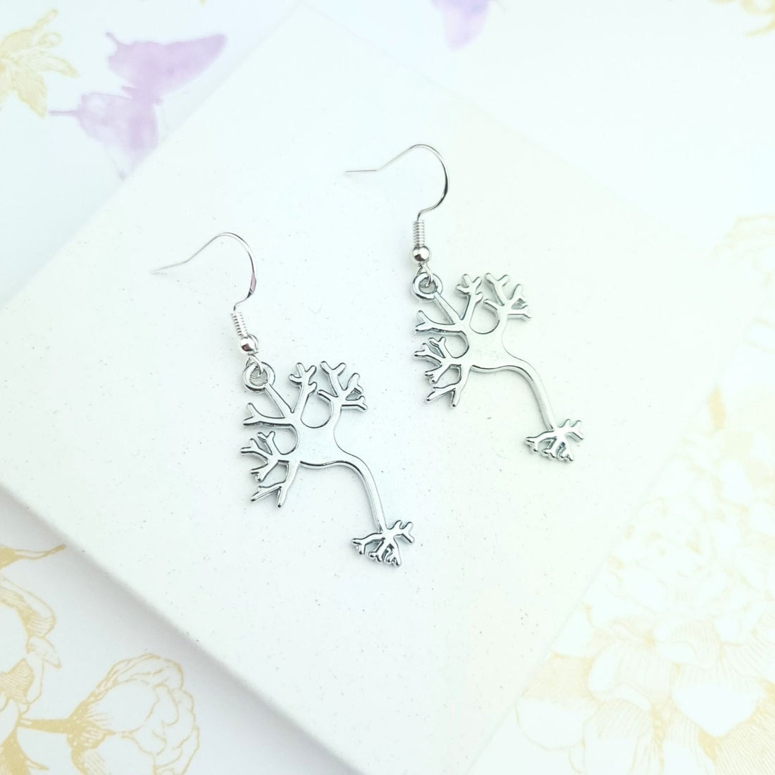 sterling silver neurone earrings