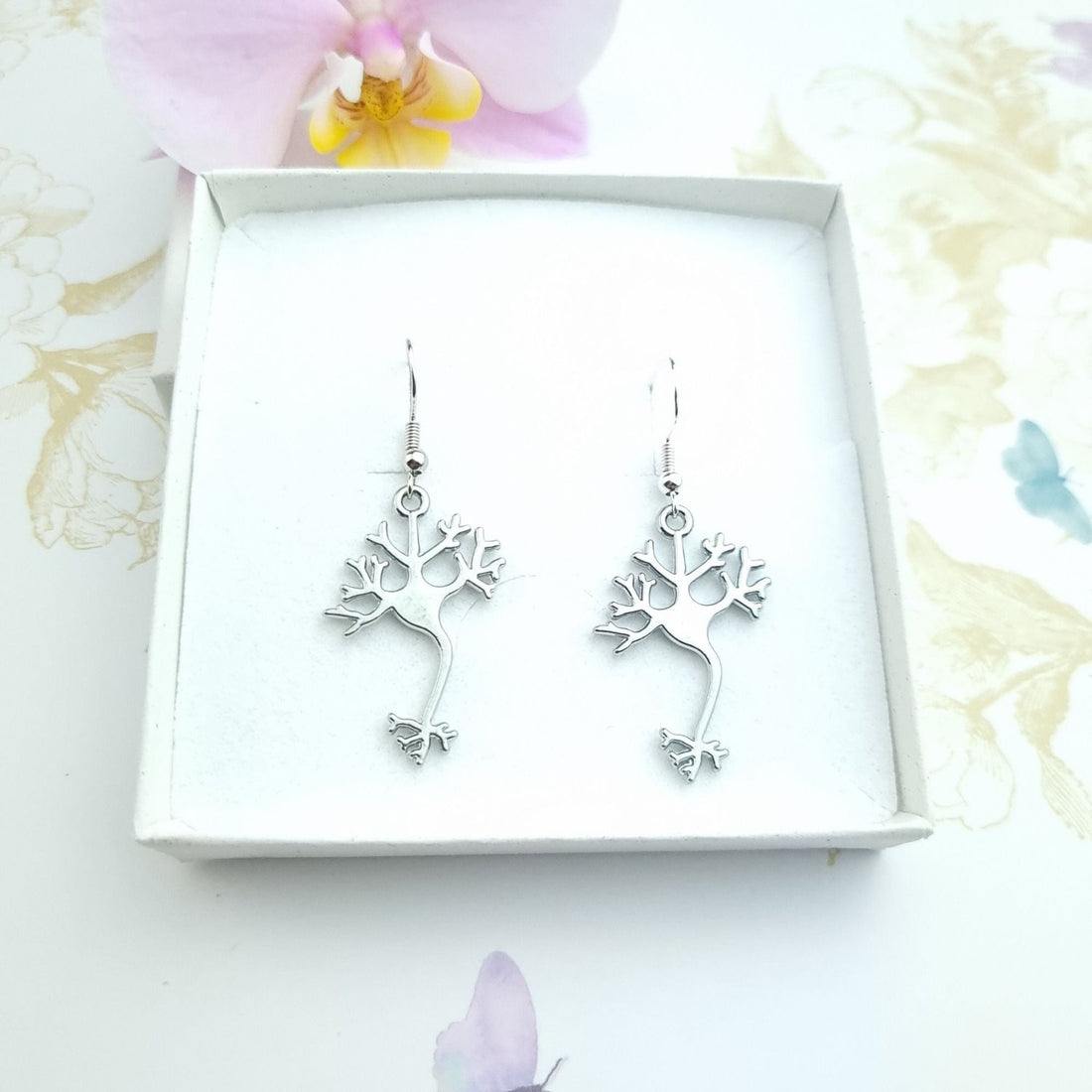 sterling silver neurone earrings