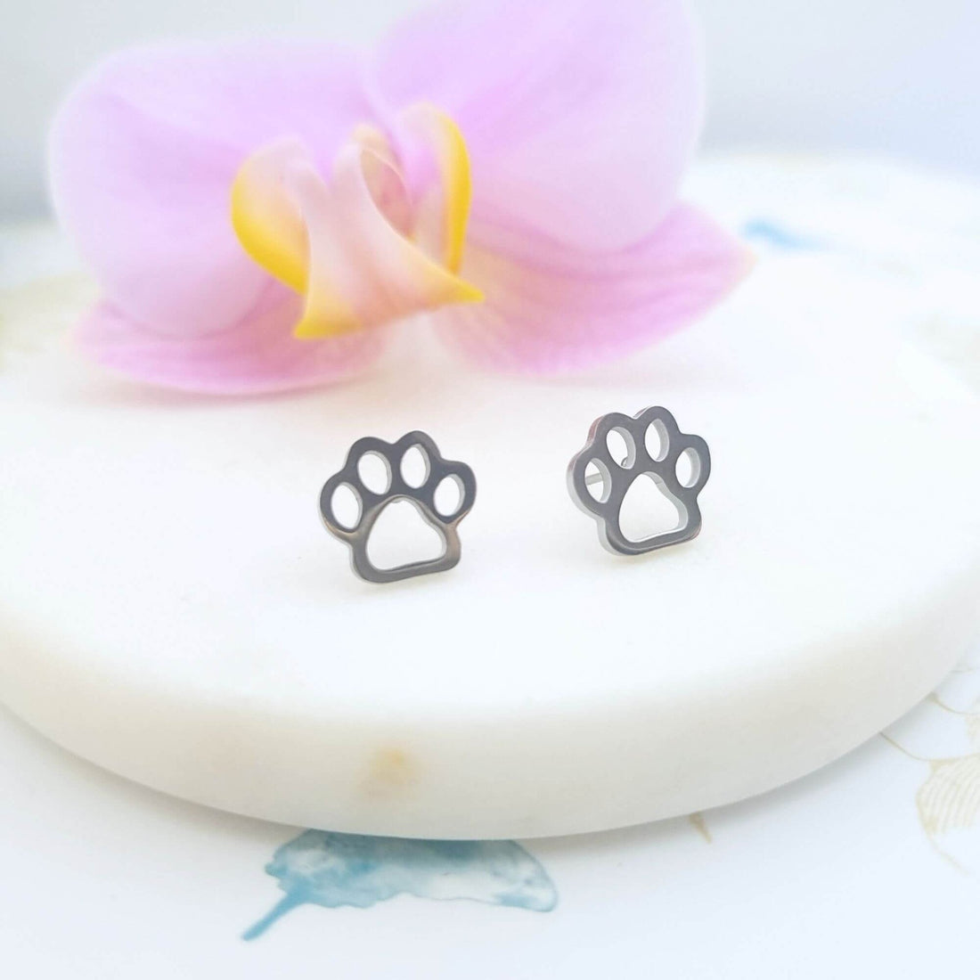 paw print stud earrings