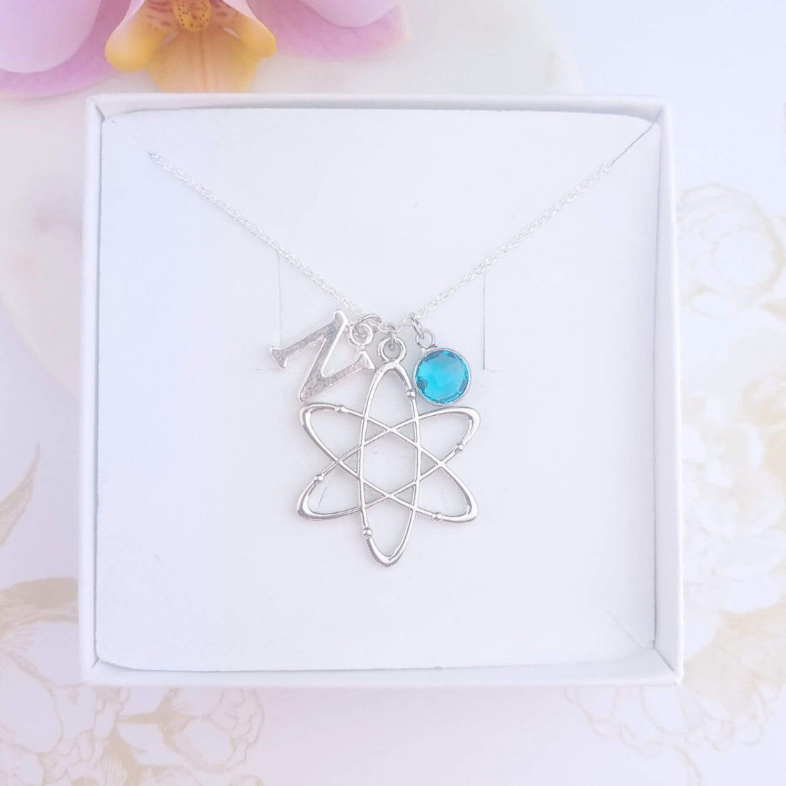 sterling silver atom necklace personalised