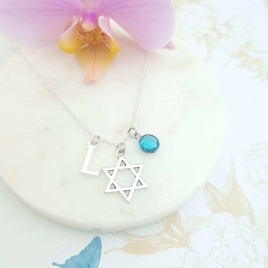 personalised star of david sterling silver necklace