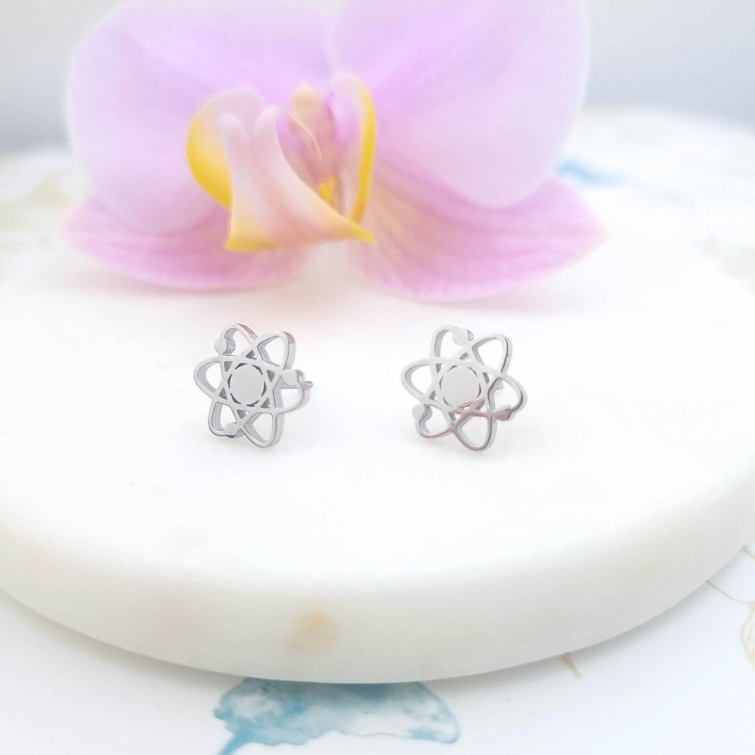atom stud earrings
