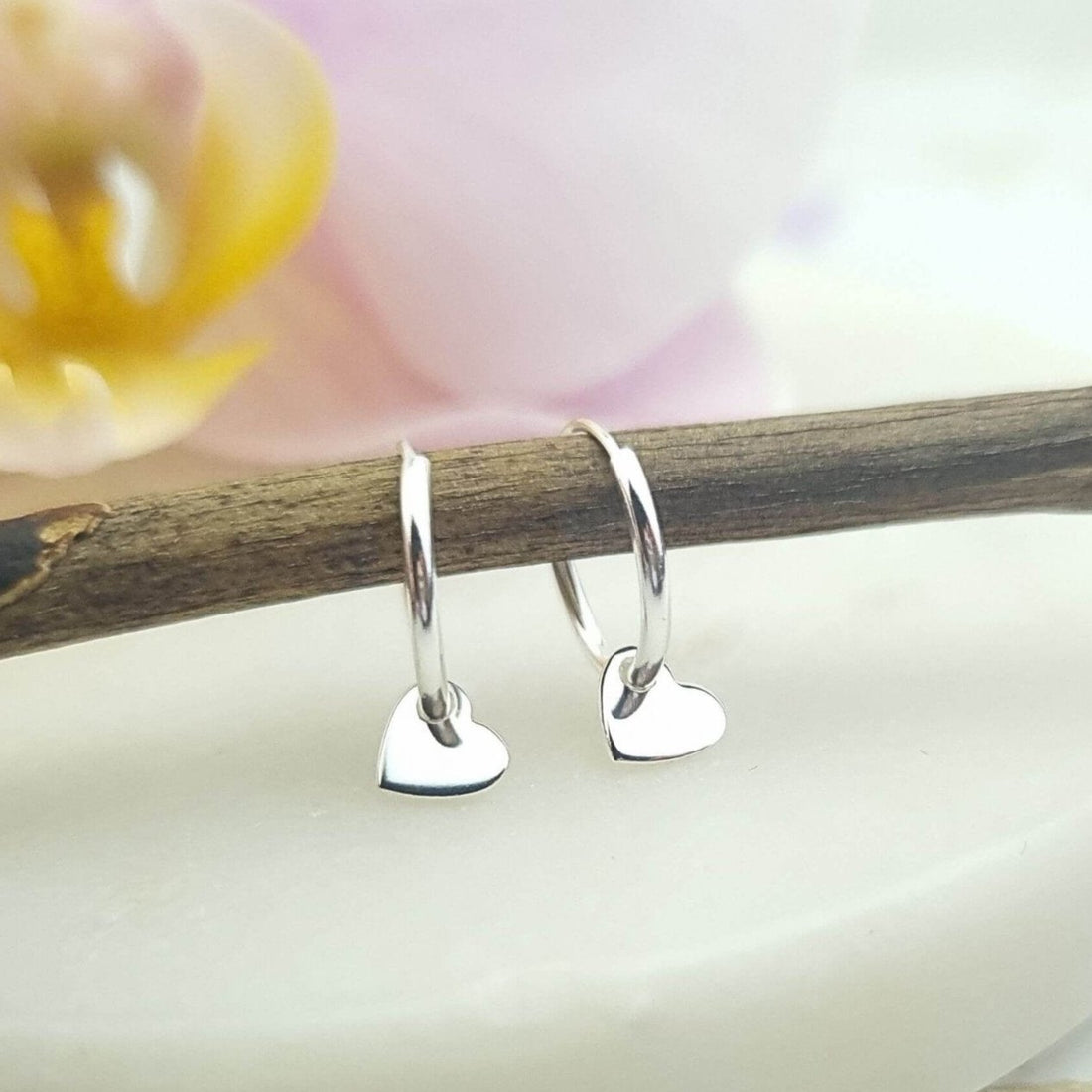 sterling silver earrings with heart charm