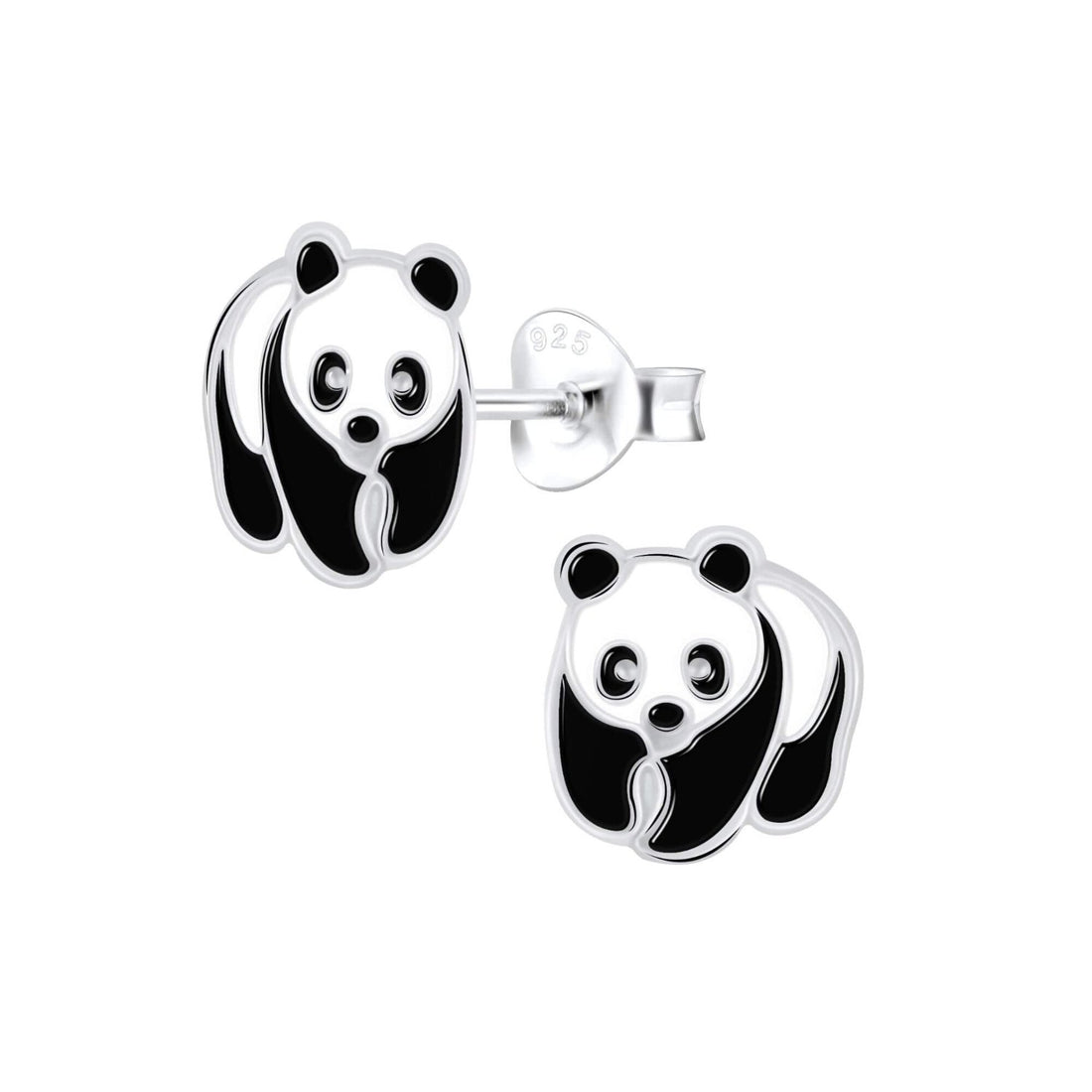 sterling silver panda stud earrings