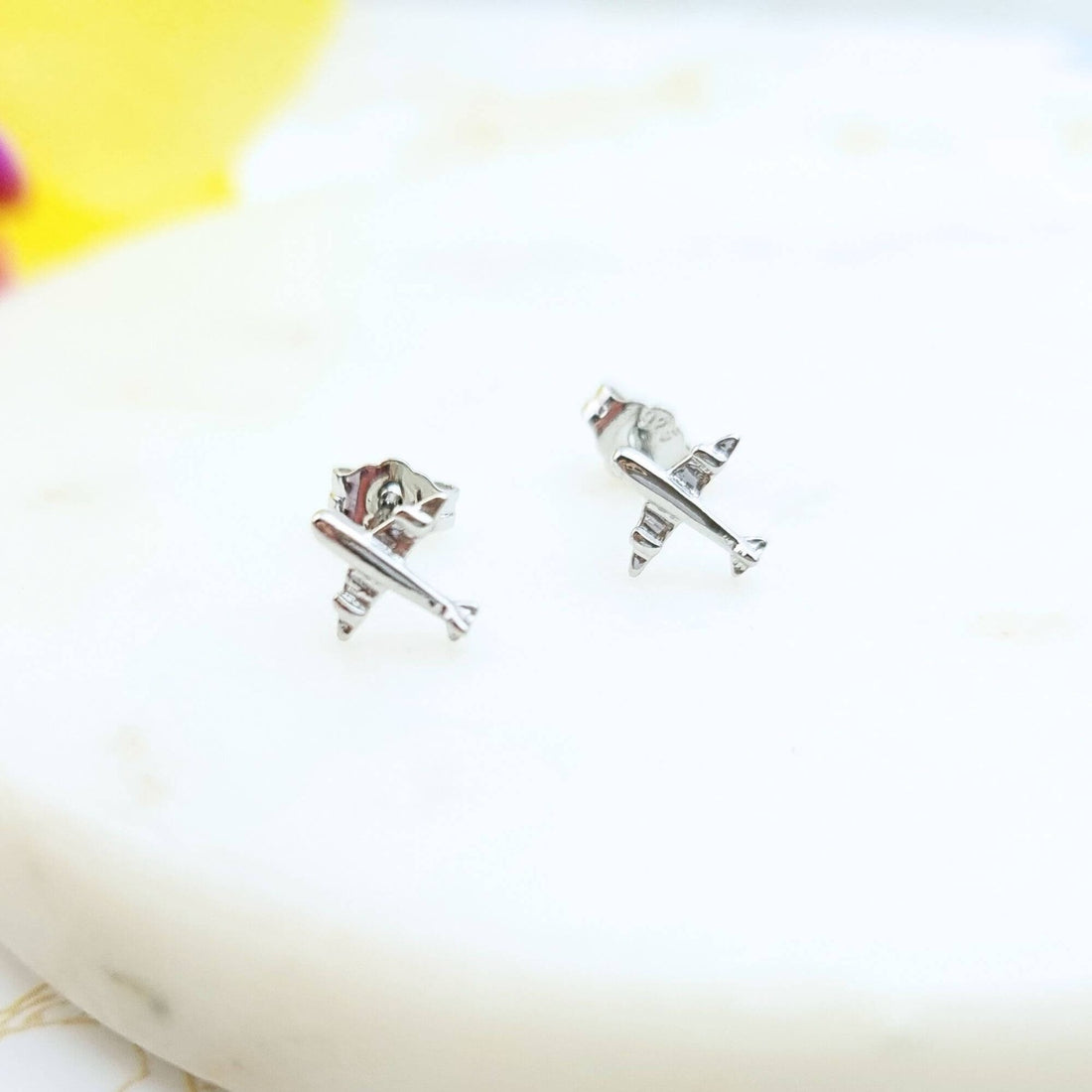 aeroplane stud earrings in sterling silver