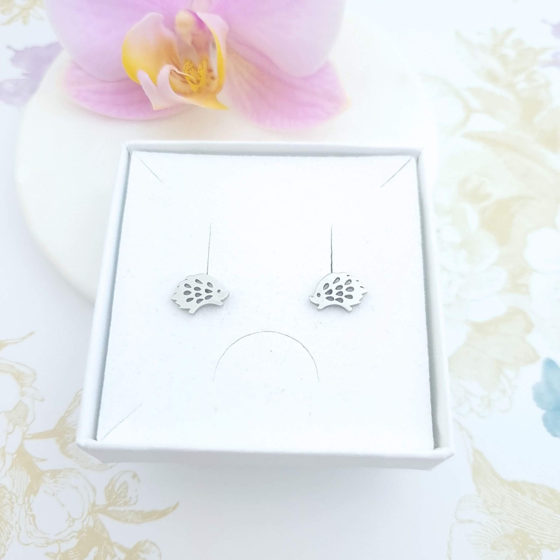 animal hedgehog stud earrings