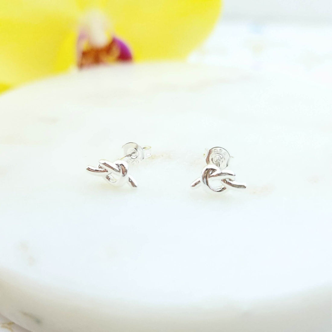 stud earrings love knot sterling silver