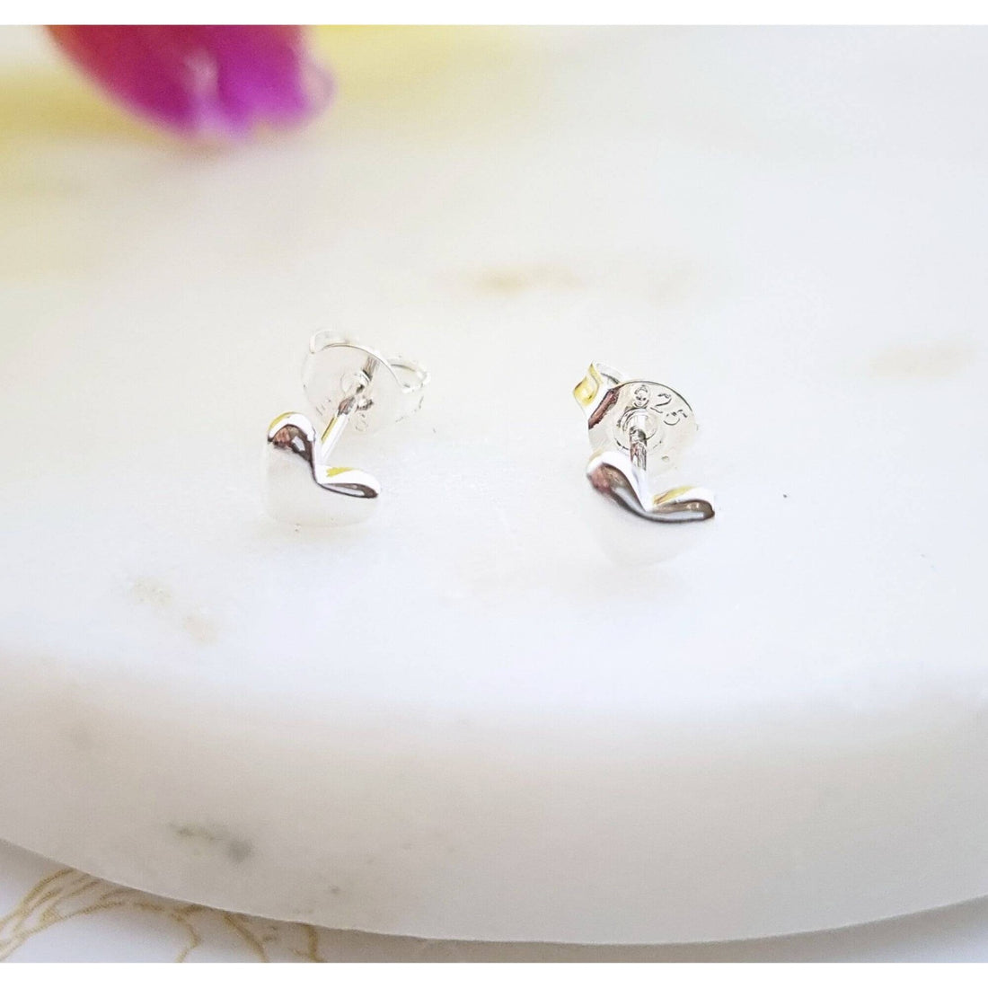Tiny heart stud earrings in sterling silver