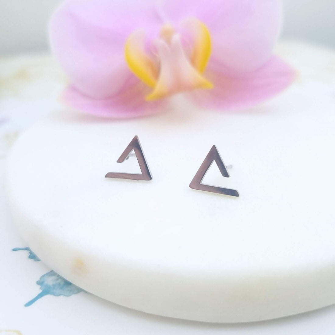 triangle stud earrings