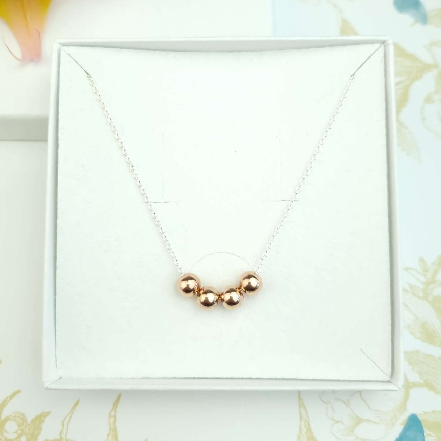 40th birthday necklace in sterling silver and rose gold
