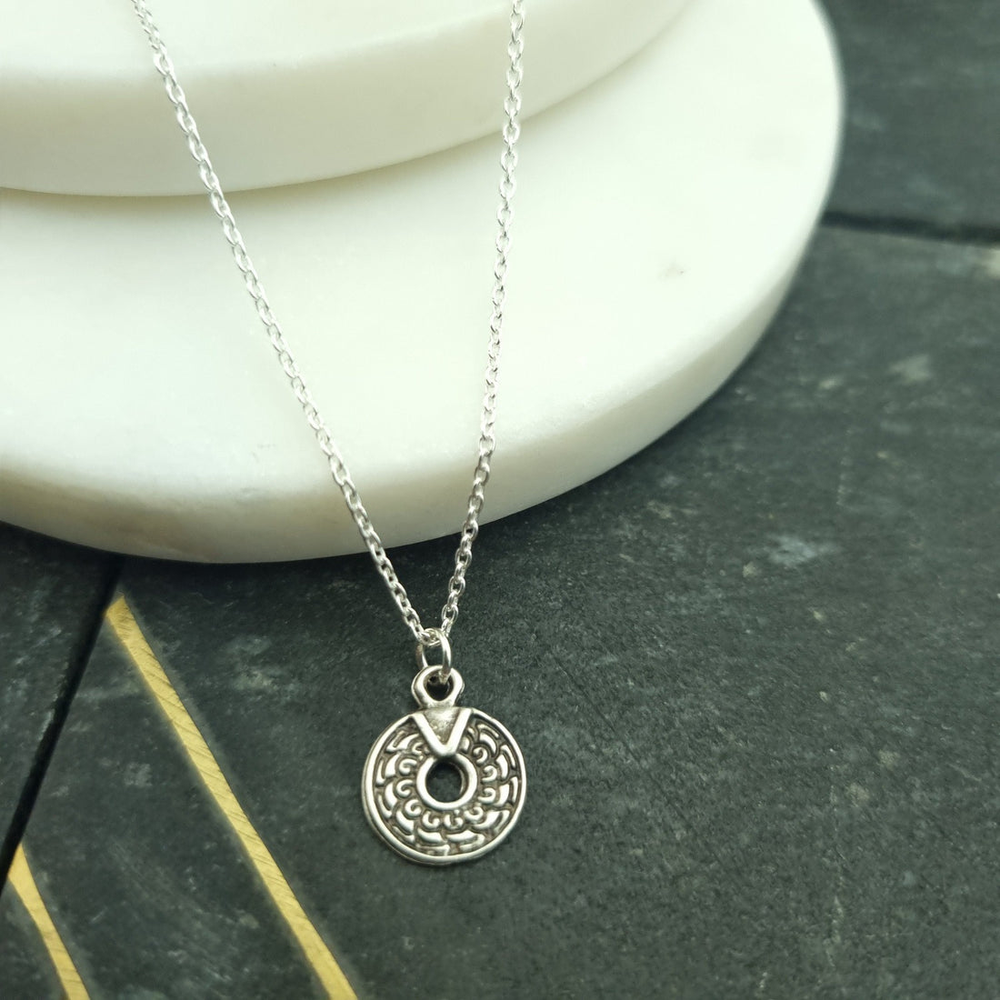 Sterling silver small medallion necklace
