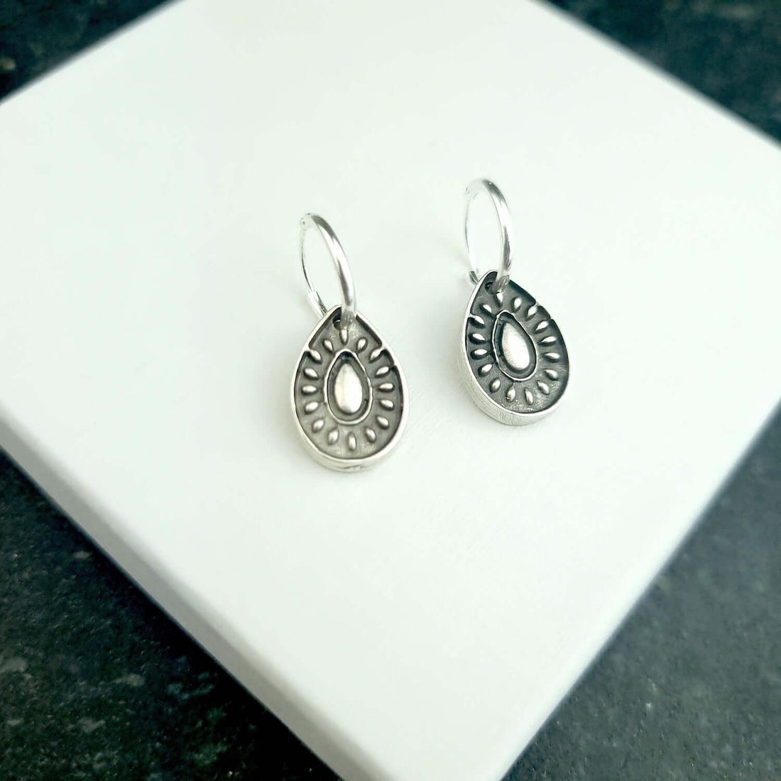 Teardrop huggie earrings