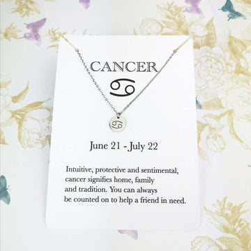 Cancer zodiac star sign necklace silver