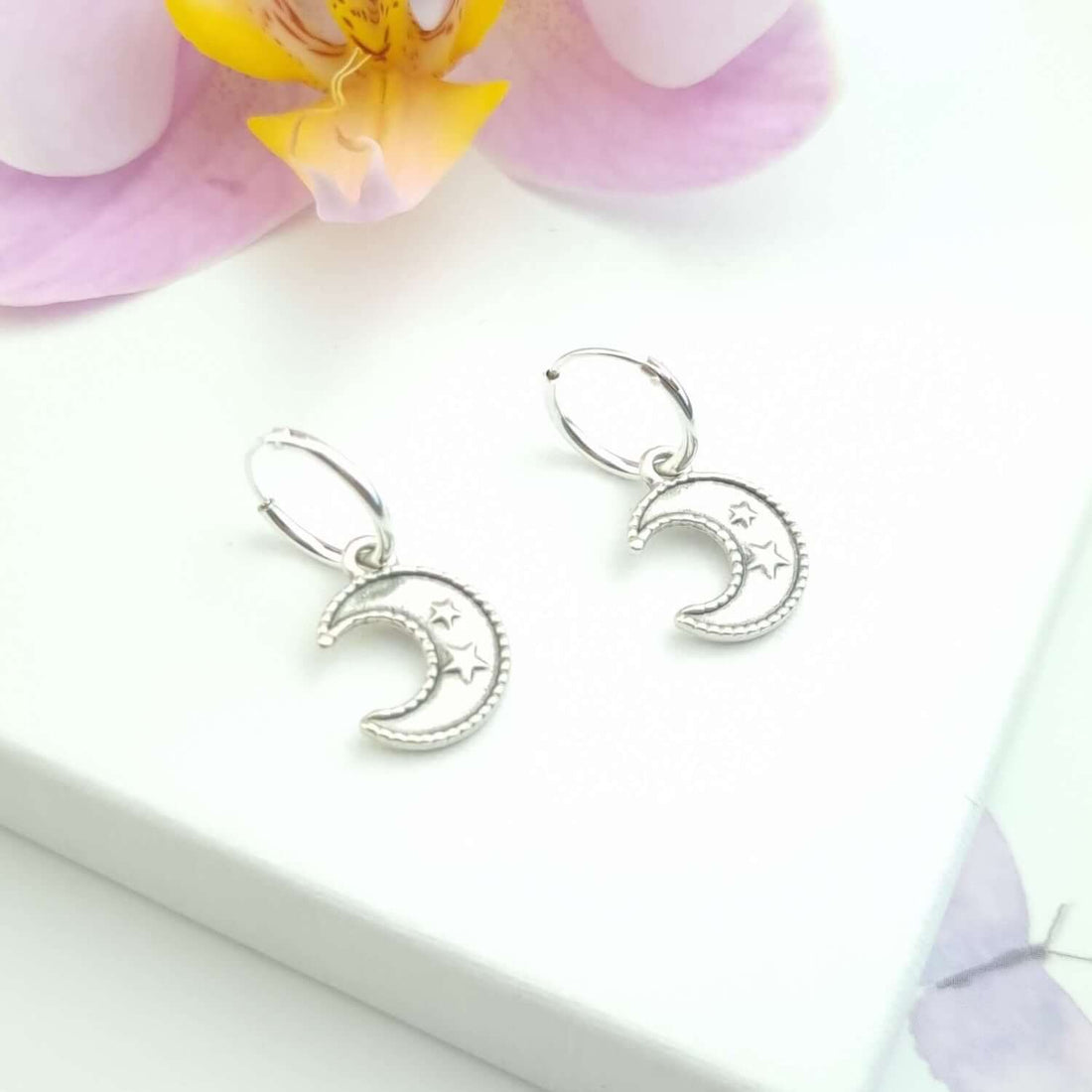 Moon and stars huggie earrings