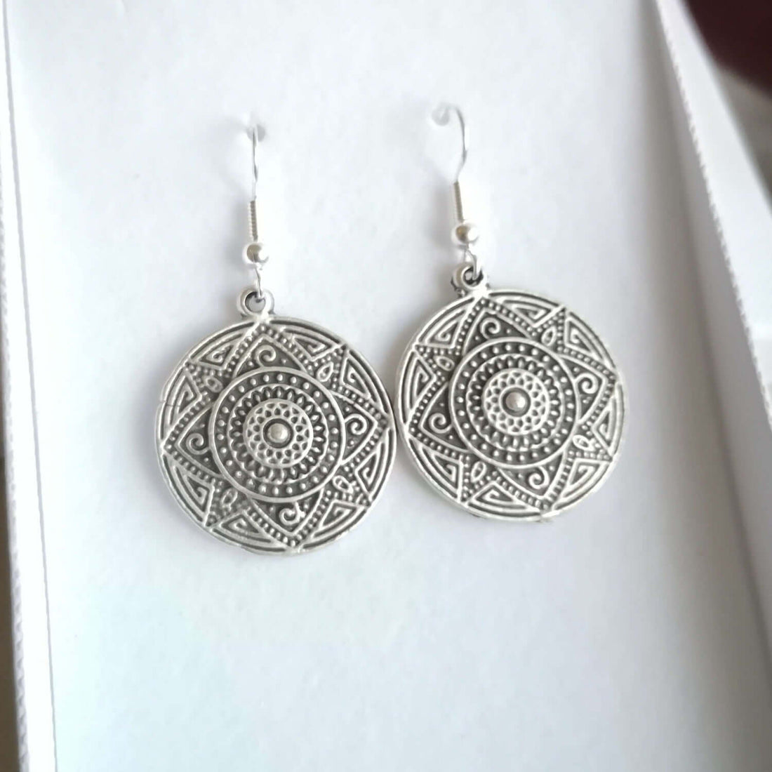 Sterling silver mandala earrings