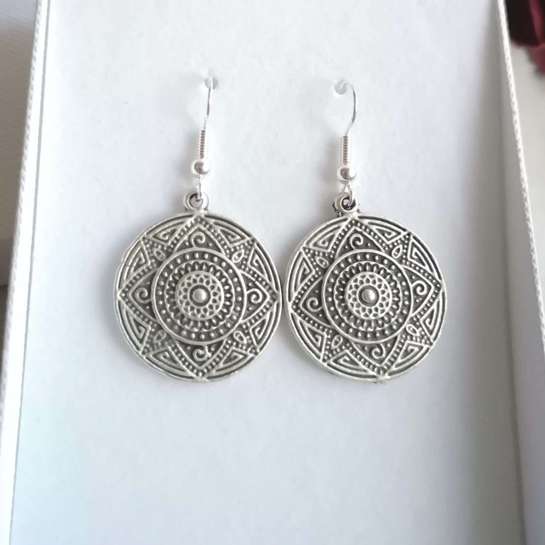 Sterling silver mandala earrings