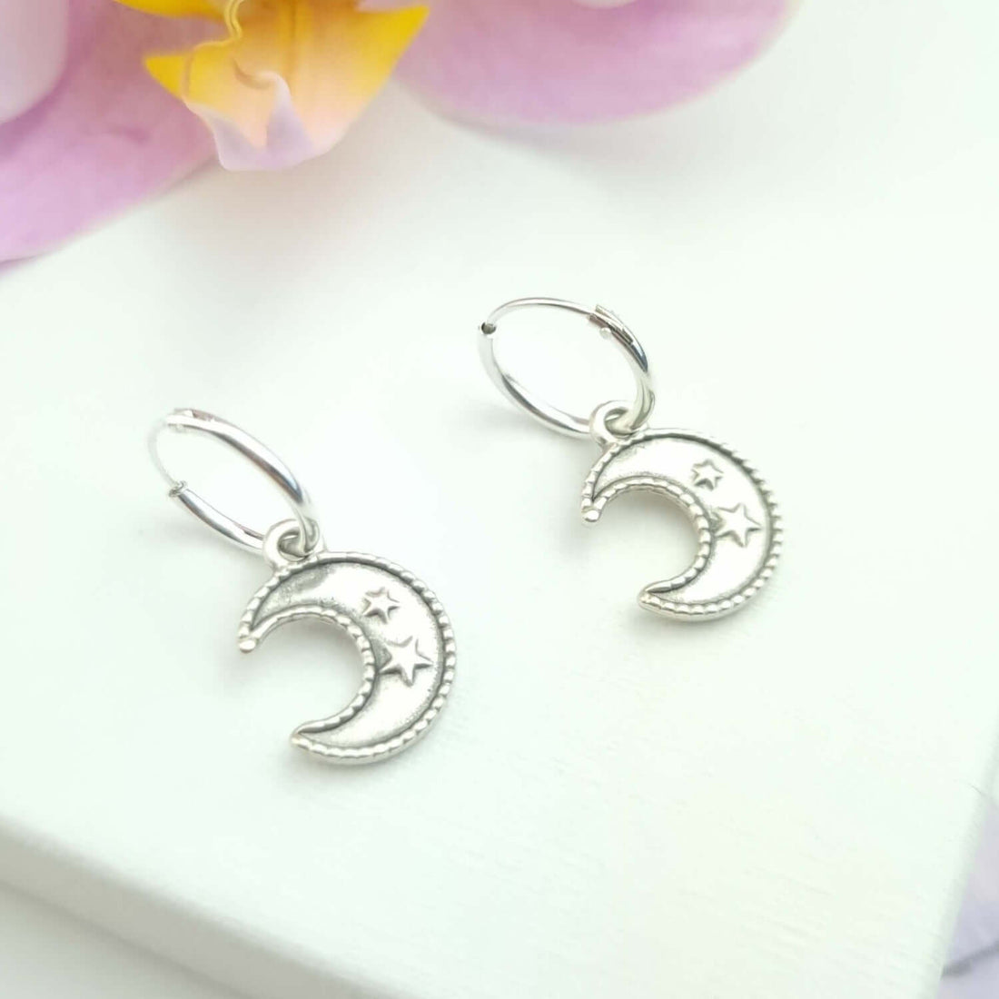 Moon and stars huggie earrings