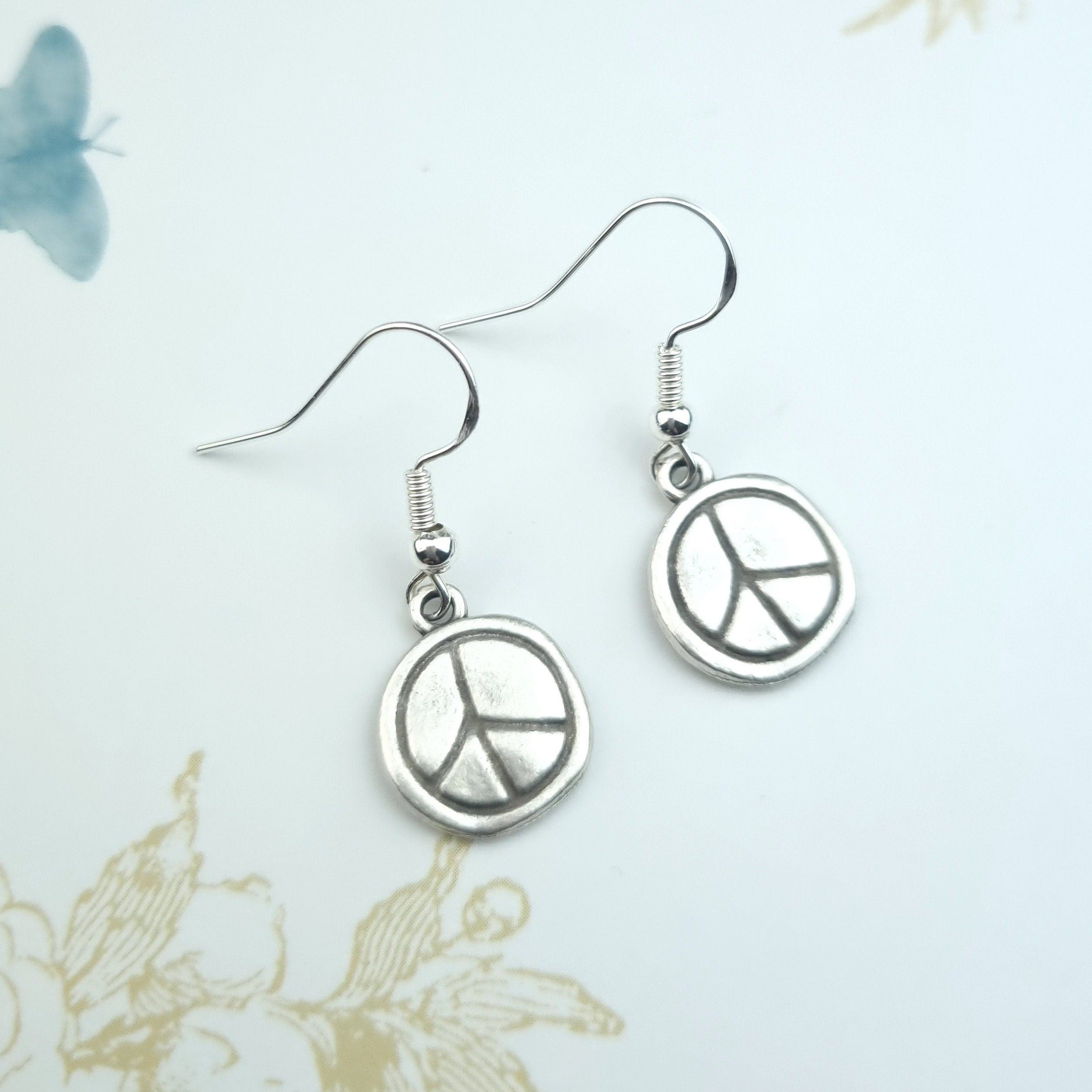 Peace Sign Boho Drop Earrings