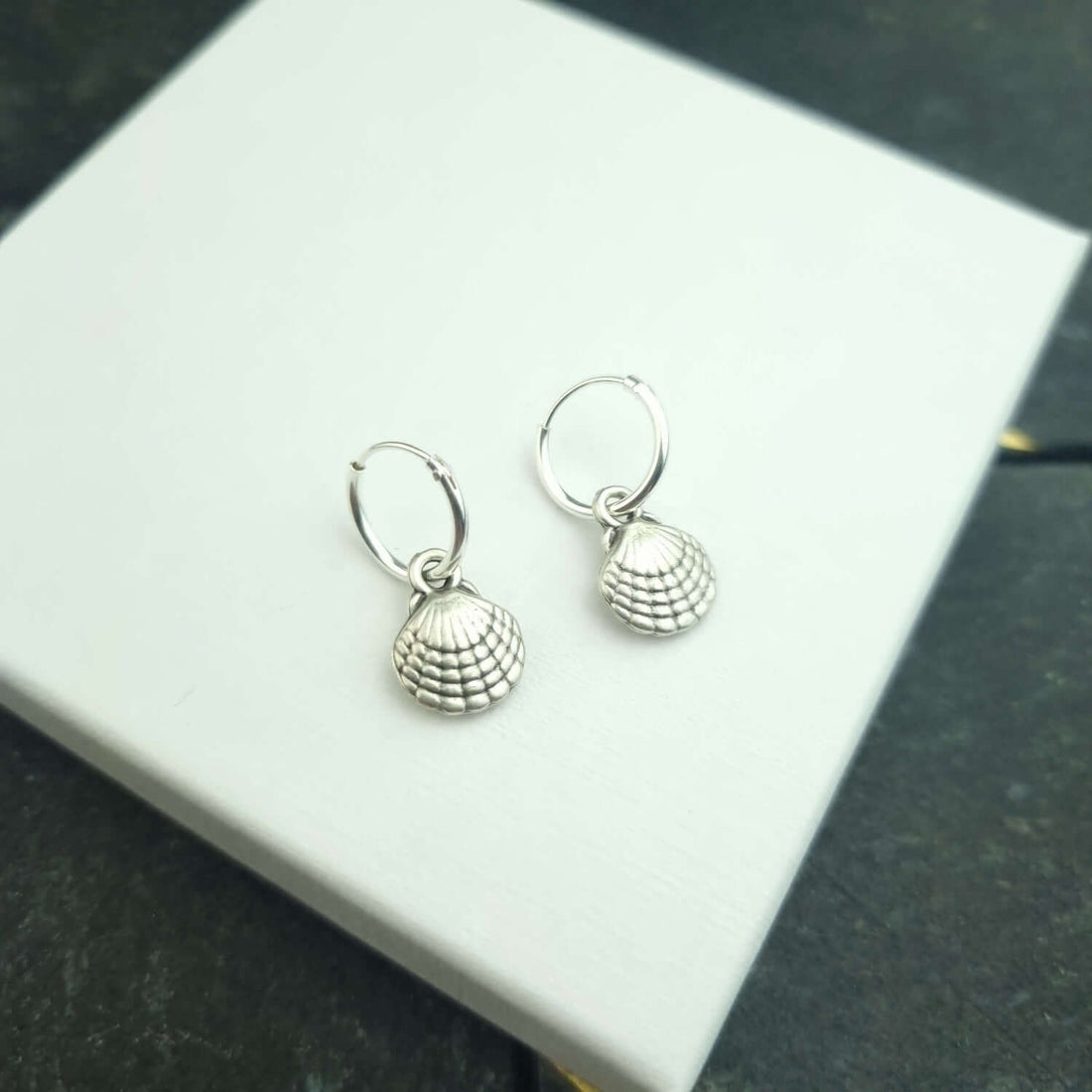 Seashell huggie hoop earrings