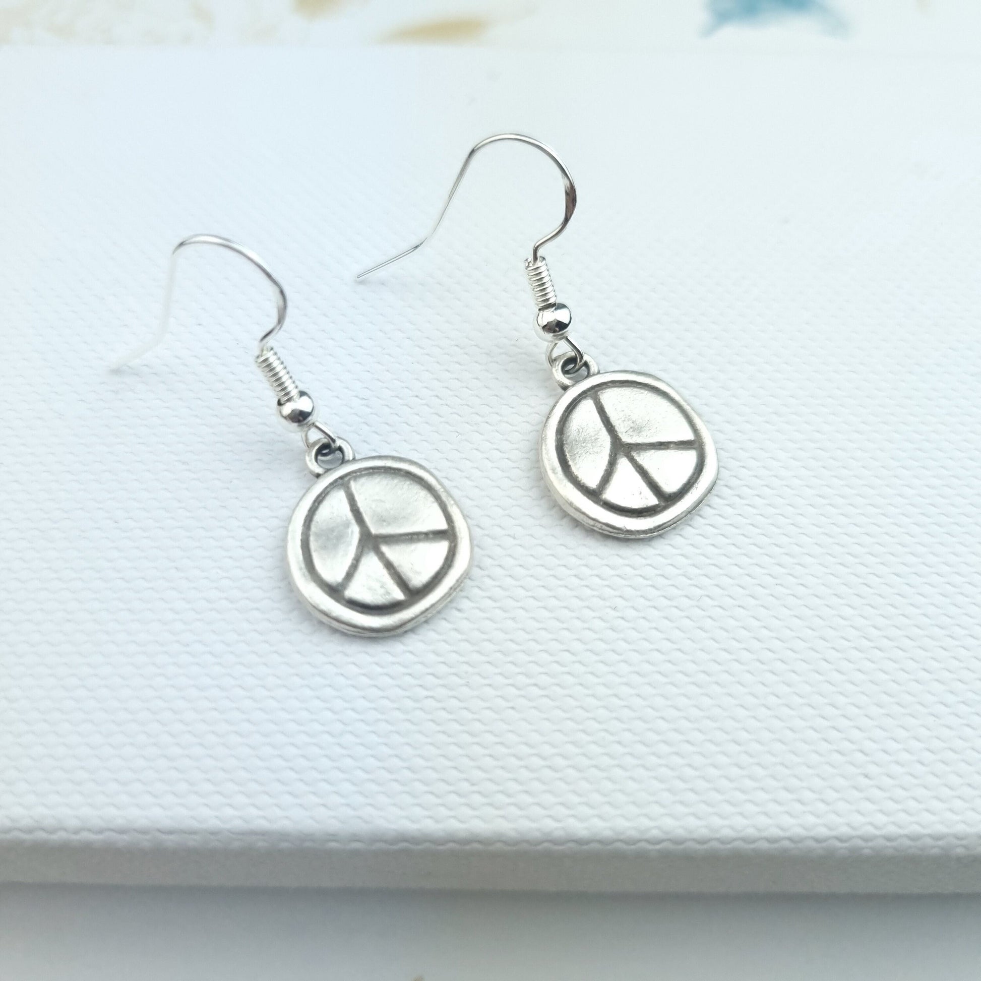 Peace Sign Drop Dangle Earrings