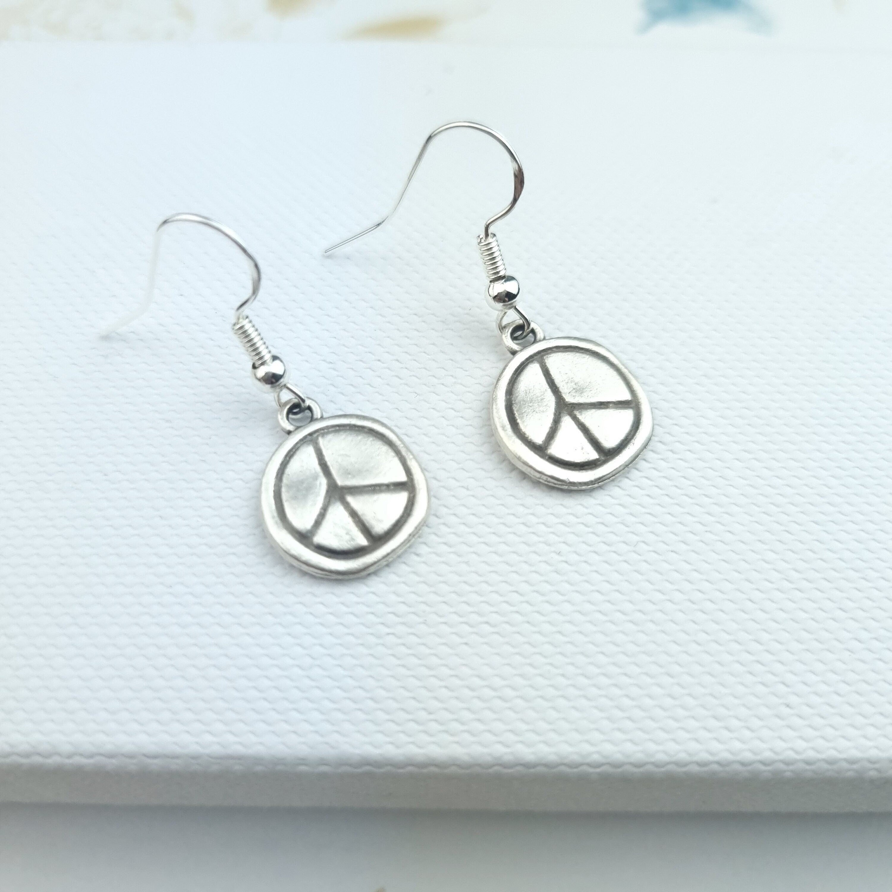 Peace Sign Drop Dangle Earrings