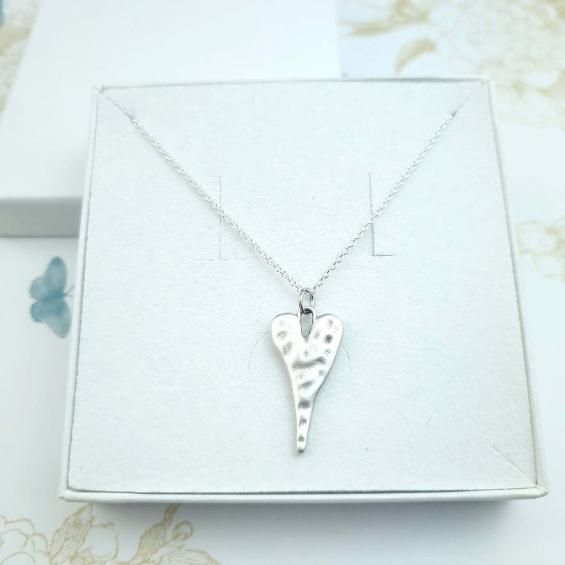 hammered heart sterling silver necklace