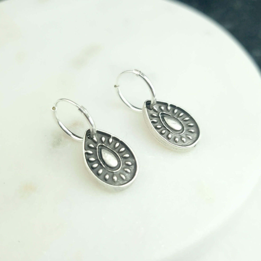 Teardrop huggie earrings