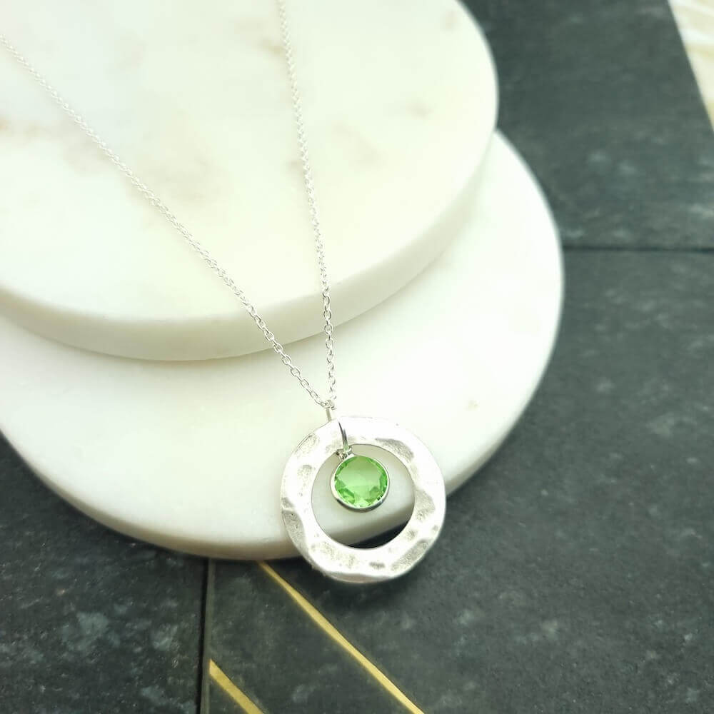 August birthstone sterling silver necklace 