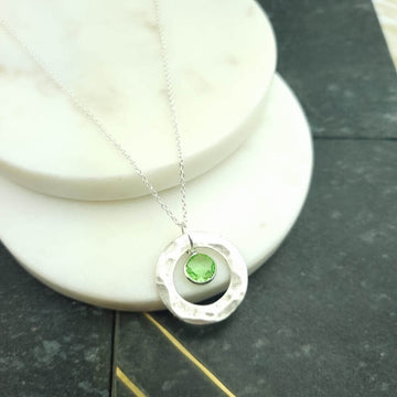 August birthstone sterling silver necklace 
