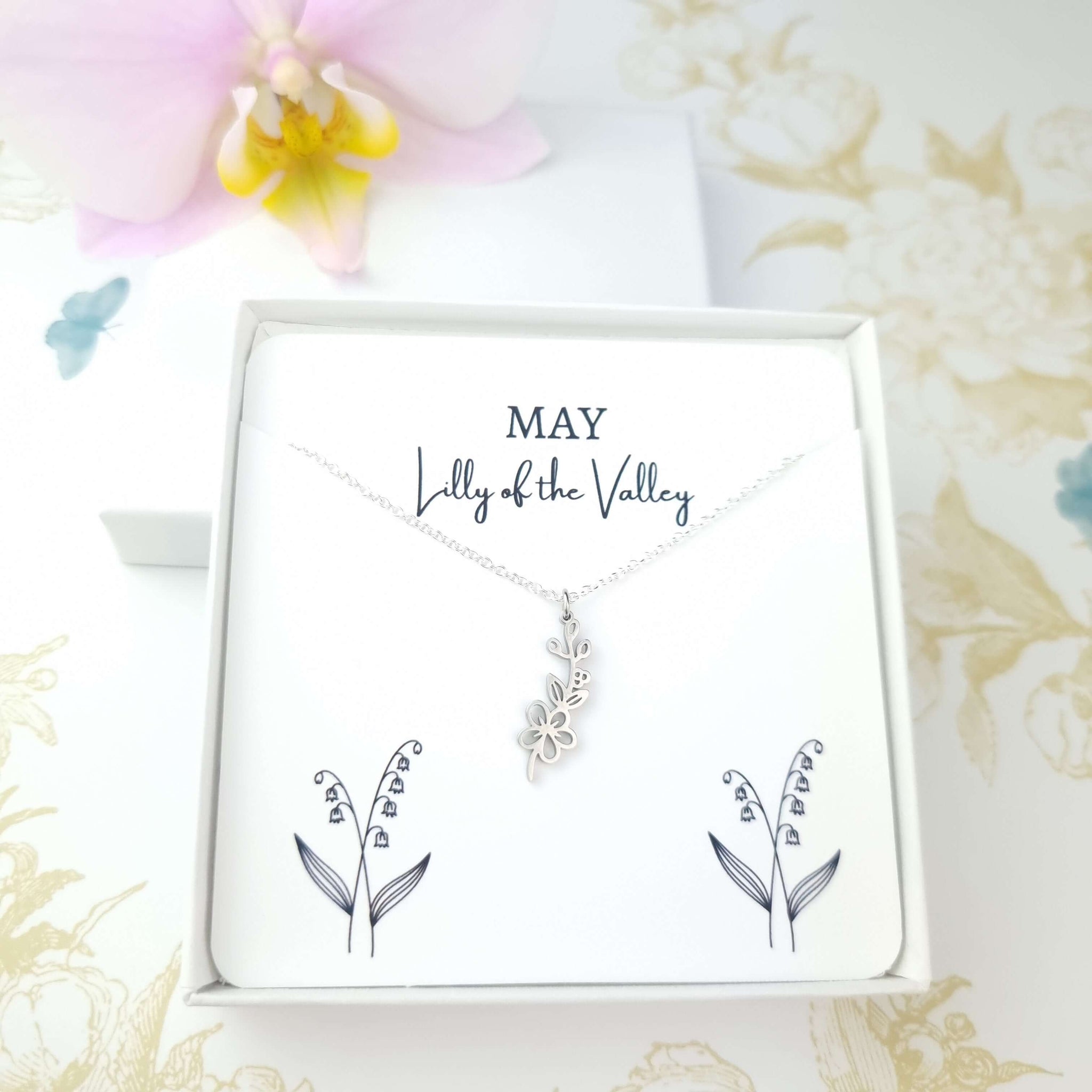 Lilly of the Valley birth month flower necklace