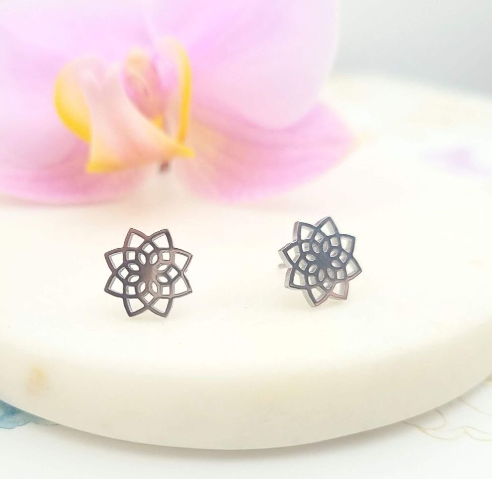 mandala stud earrings