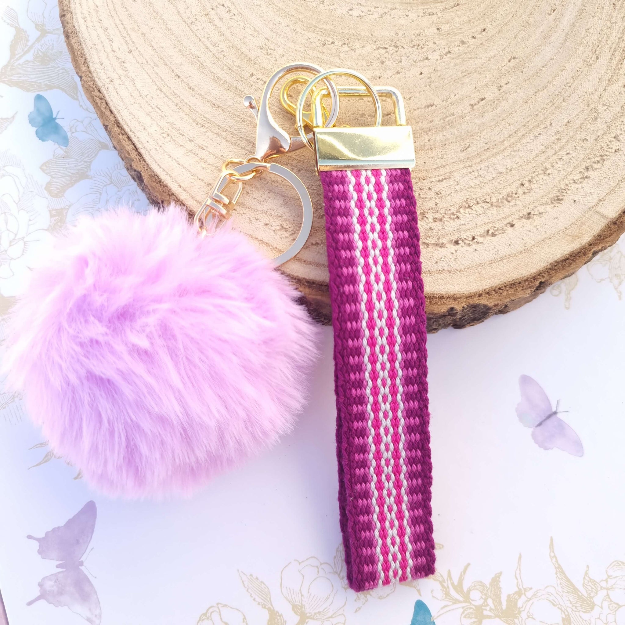 Handmade Keyring with pom pom