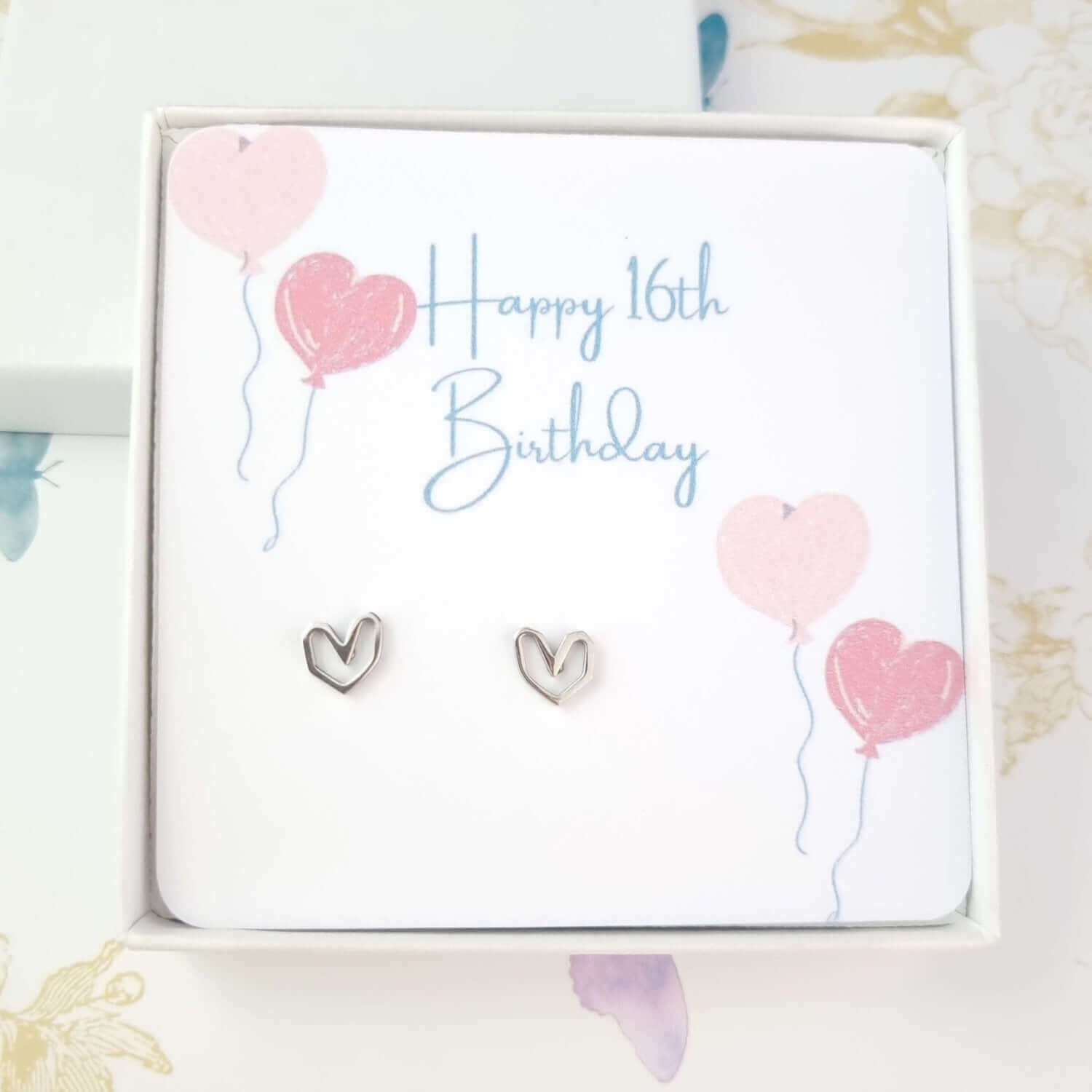 Heart studs happy 16th birthday