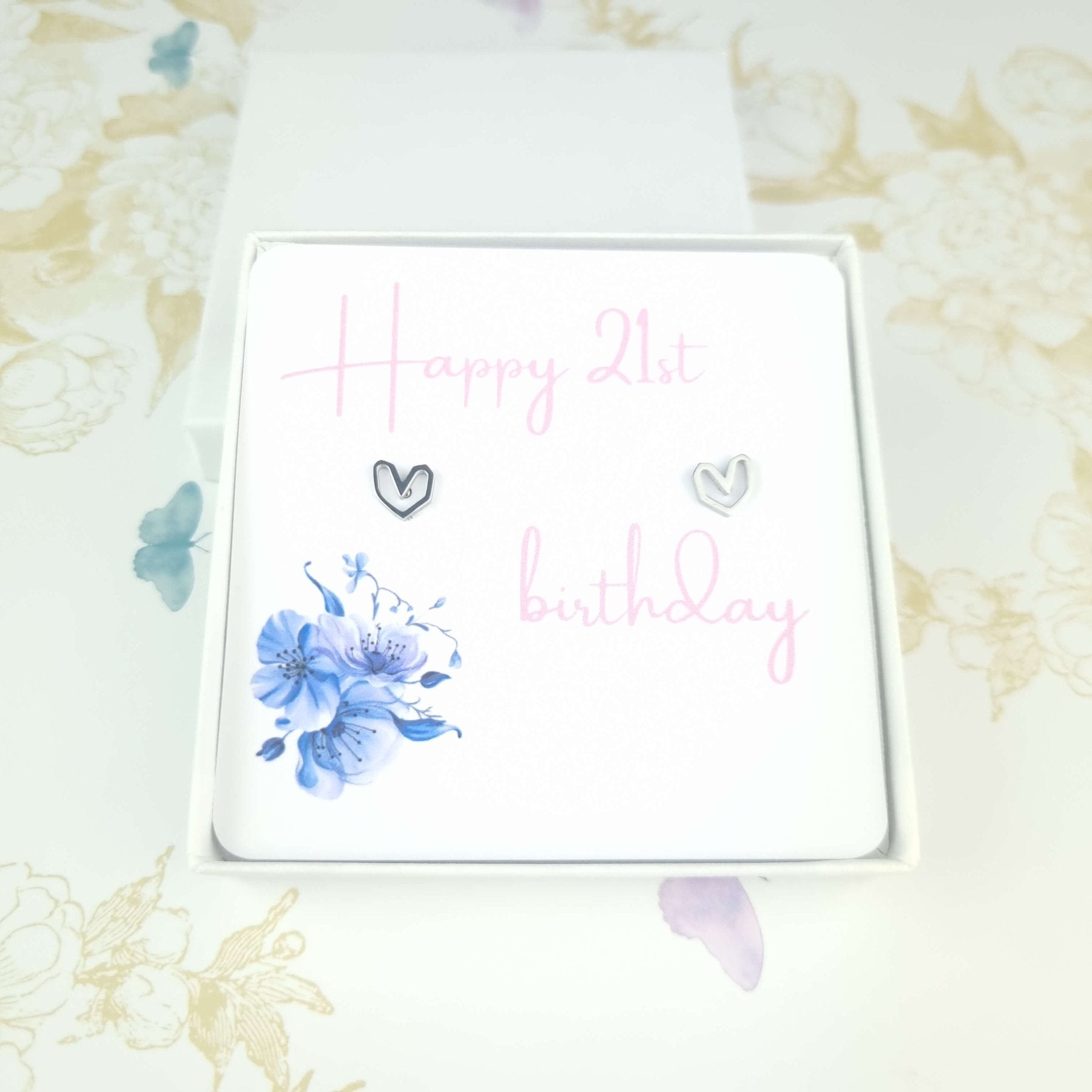 heart earrings with 21st birthday card