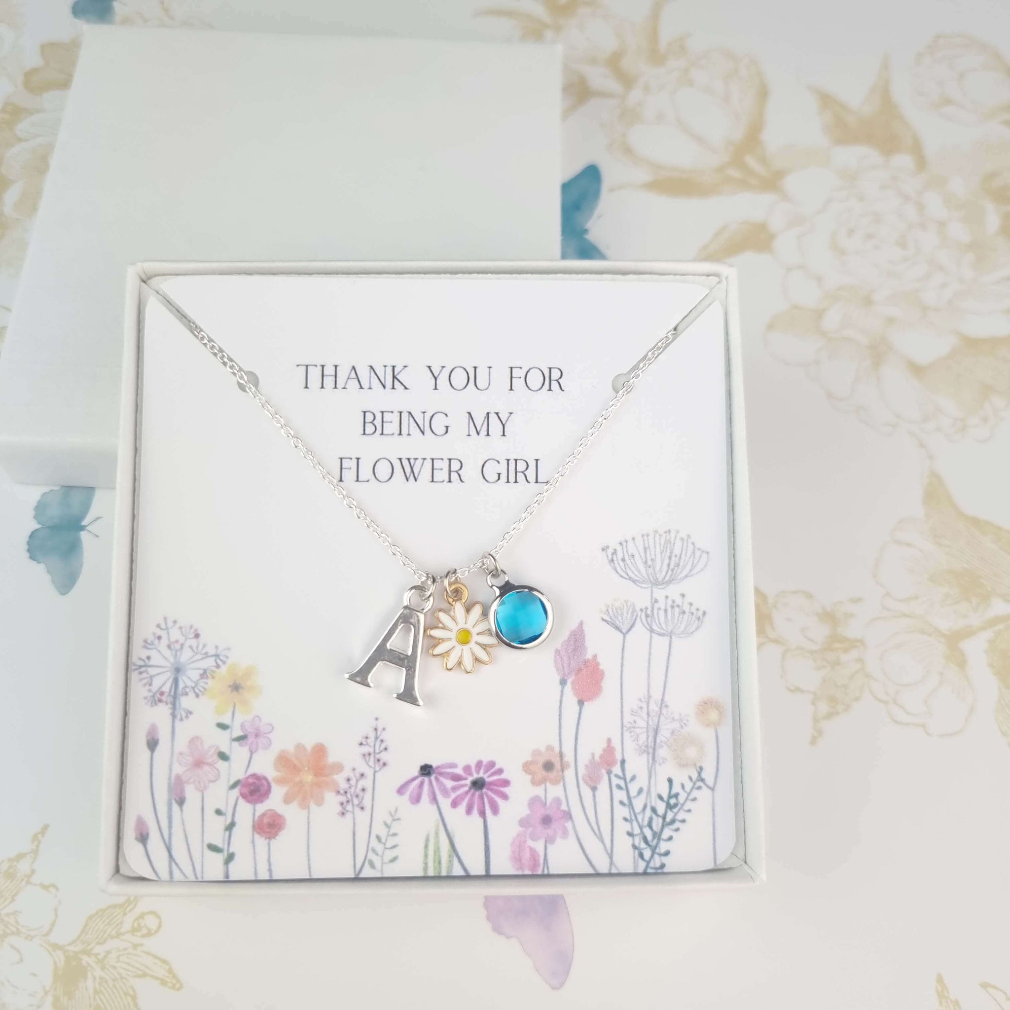 thank you for being my flower girl daisy necklace 