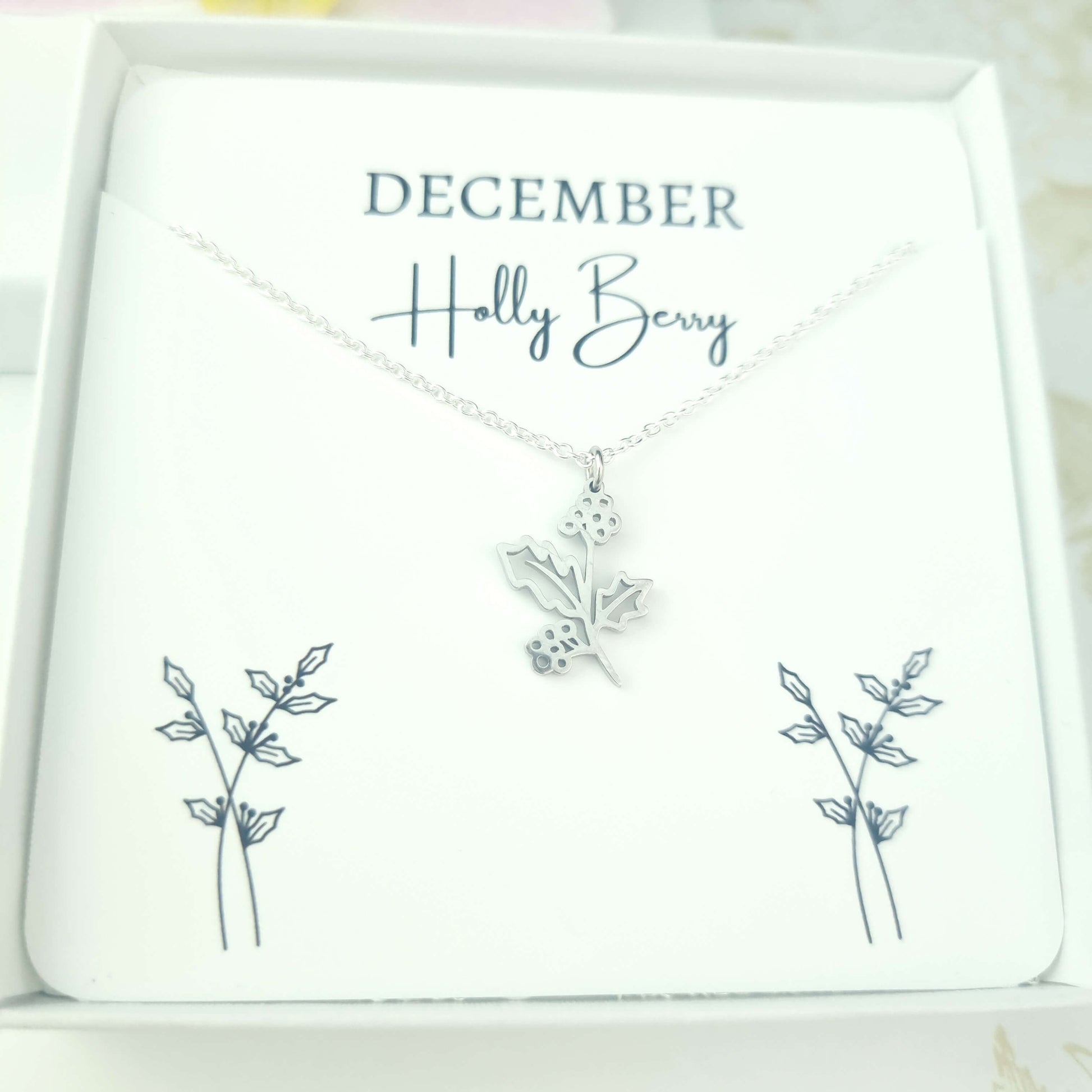 birth month flower sterling silver necklace
