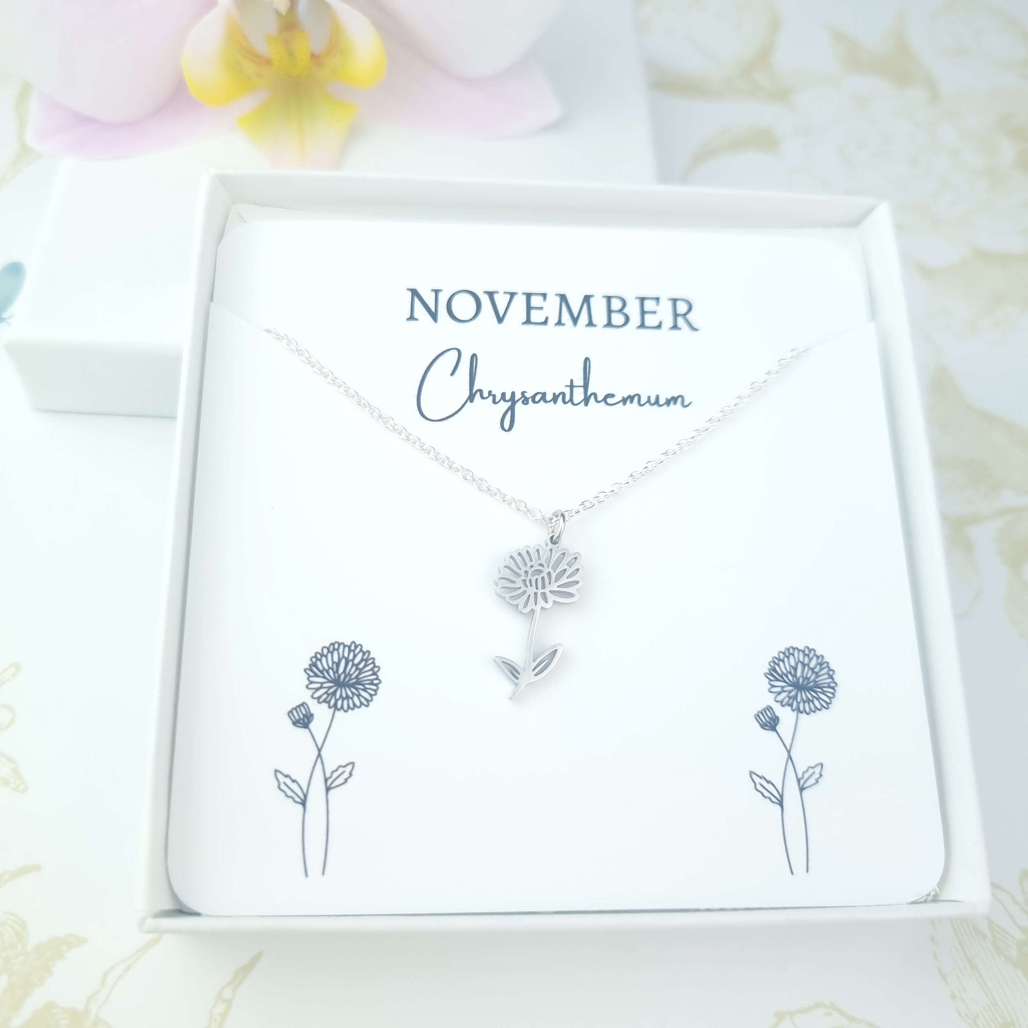 birth month november necklace in sterling silver