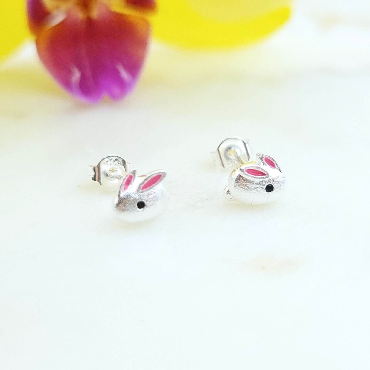 sterling silver bunny stud earrings