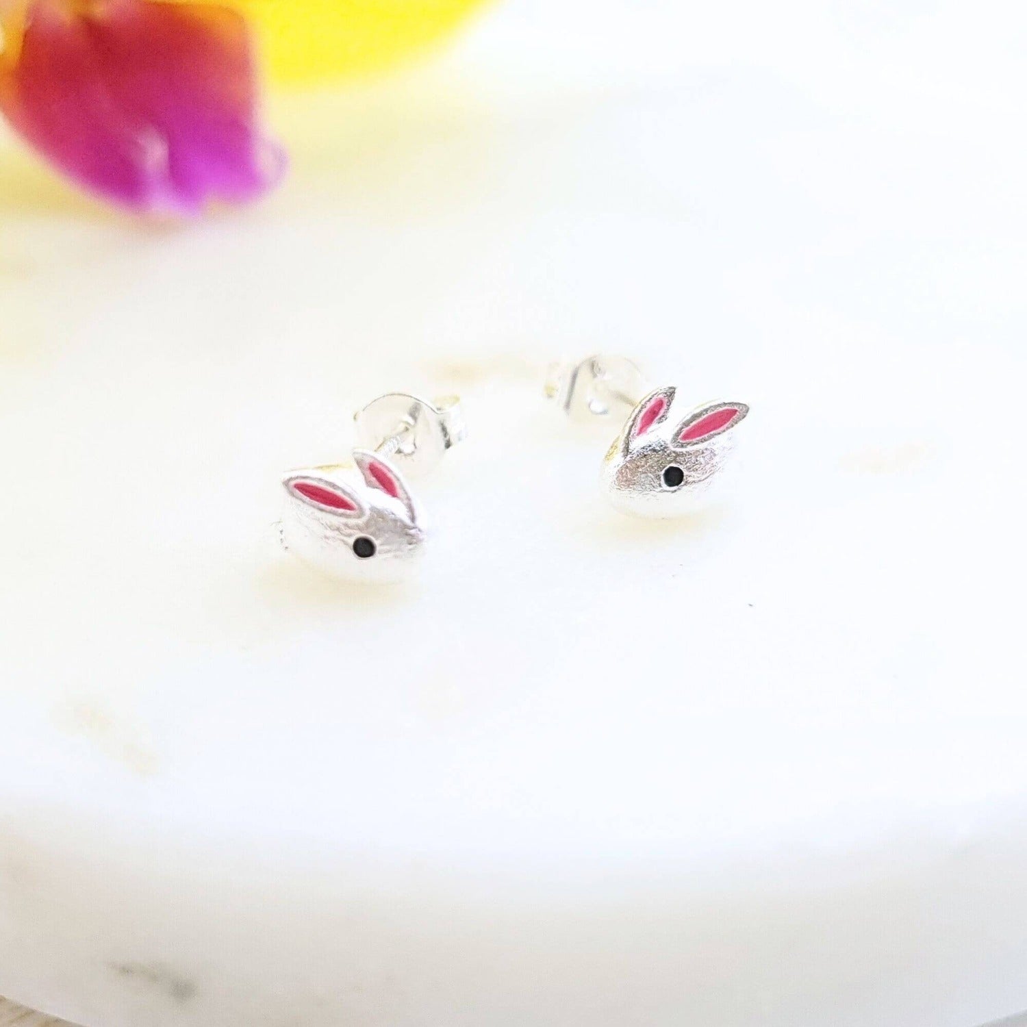 little bunny stud earrings in sterling silver