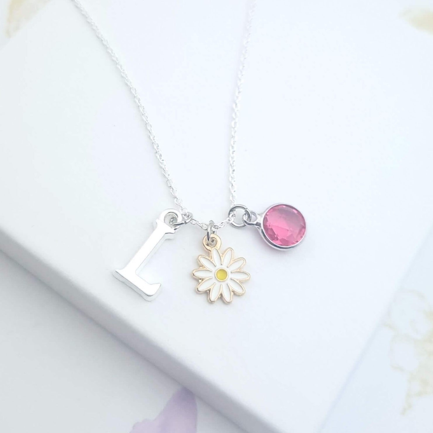 personalised daisy flower necklace