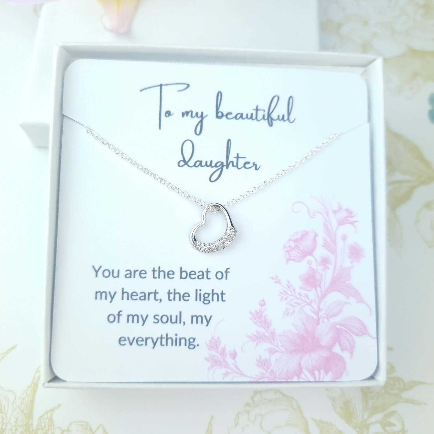 to my beautiful daughter heart necklace