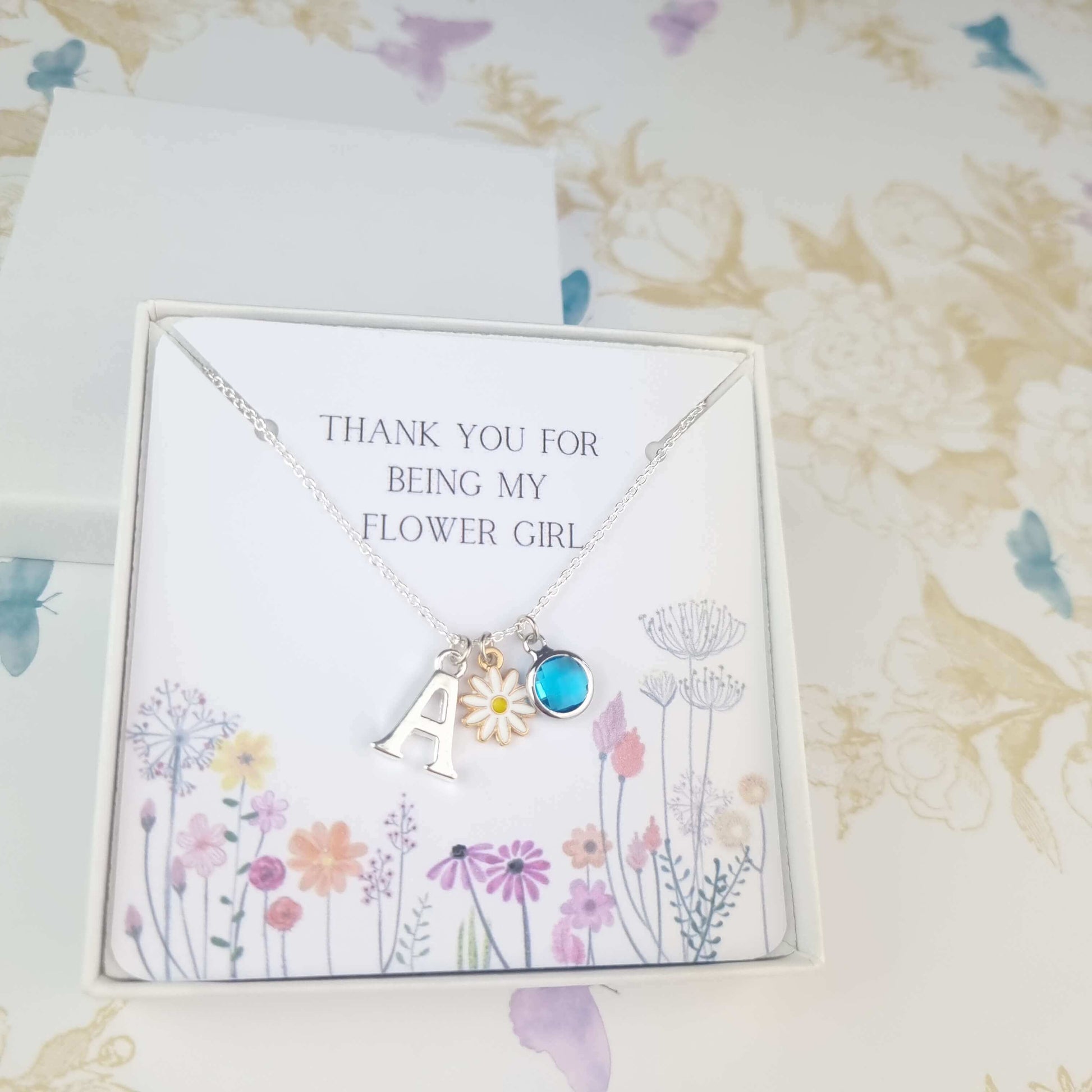 thank you flower girl necklace gift