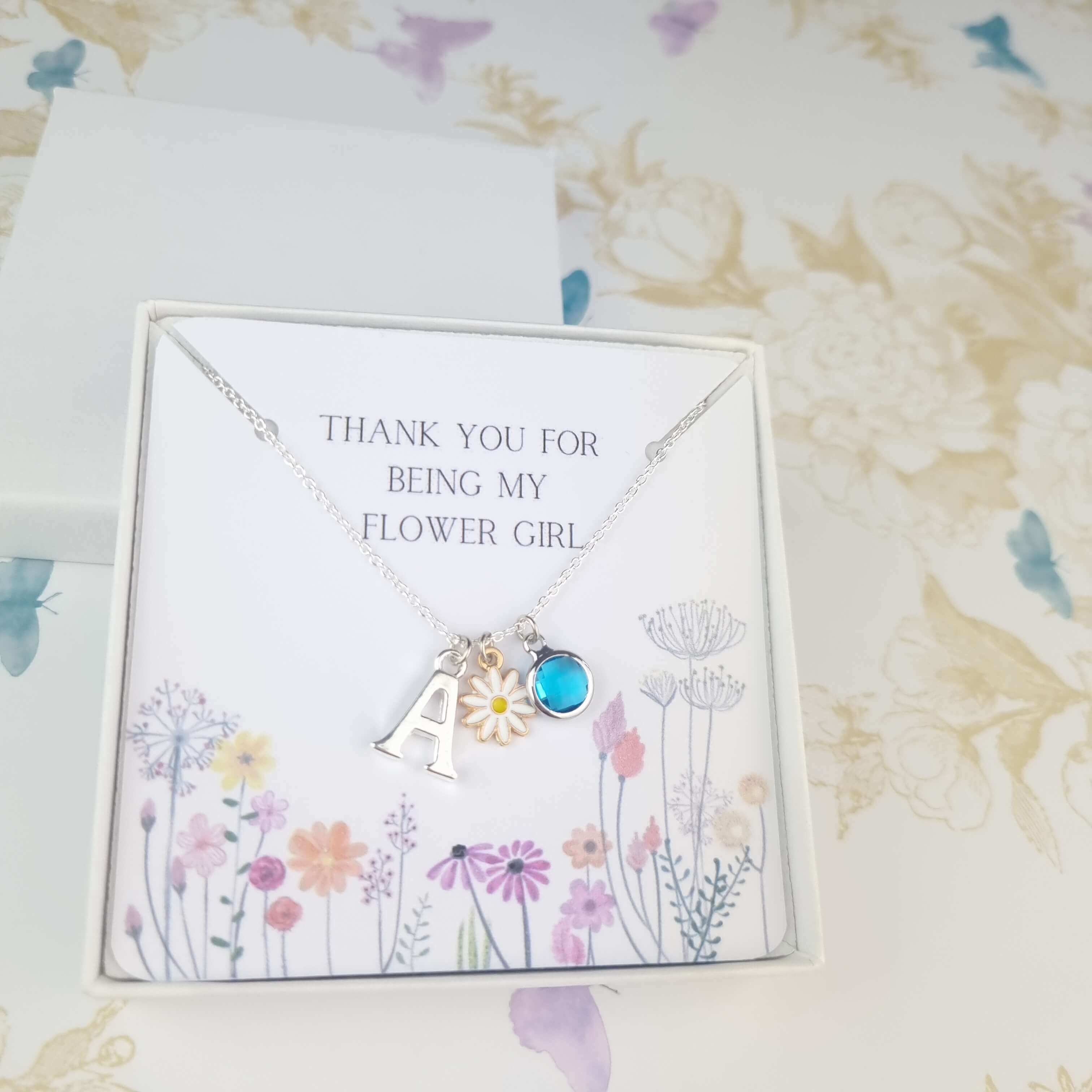 thank you flower girl necklace gift
