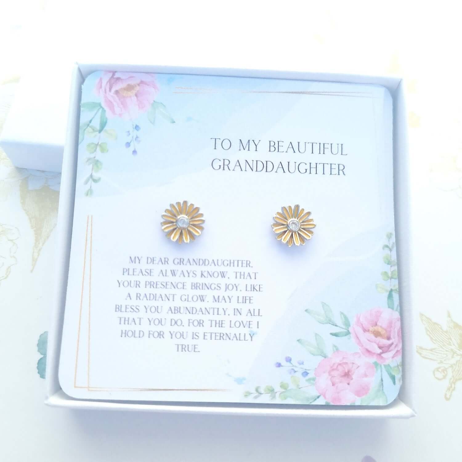 sterling silver daisy stud earrings for granddaughter