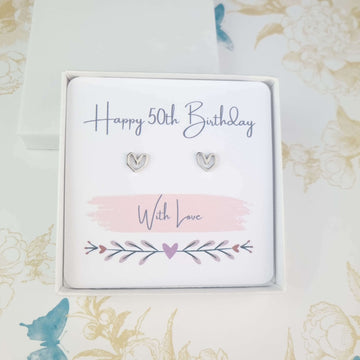happy 50th birthday stud earrings